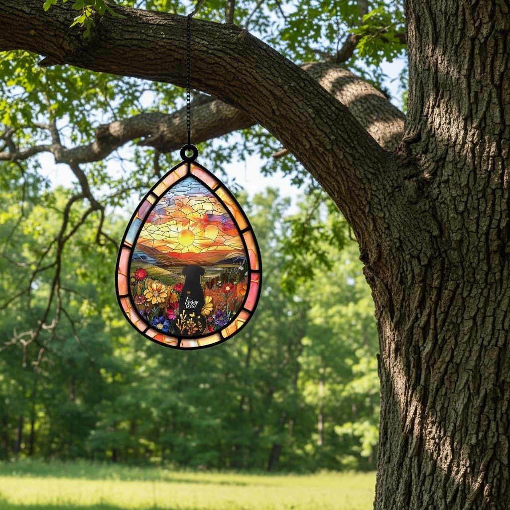 Personalized Dog Loss Sympathy Gift, Custom Dog Memorial Suncatcher, Teardrop Dog Memorial Suncatcher, Puppy Loss Gift, Pet Memorial Gift - image 4