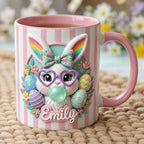 Personalized Bunny Easter Mug, Custom Name Floral Easter Eggs Coffee Mugs, Cute Rabbit Easter Day Cup - image 4