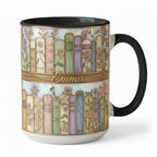 Personalized Floral Book Faux Stained-Glass Style Mug, 2D Flat Book Lover Gift, Bookish Mug - image 3
