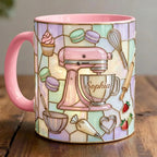 Personalized Baker Mug, Faux Stain-Glass Effect Baking Tools Design, Kitchen Gift - image 4