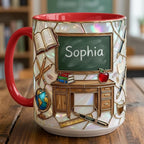 Personalized Teacher Mug, 2D Flat Teacher Gift, Faux Stained-Glass Style - image 3