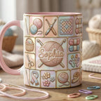 Custom Name Crochet Faux 3D Effect Mug, Knitting Lover Gift