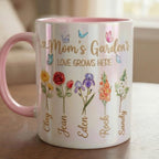Personalized Mom Flower Mug, Mothers Day Gift for Mom, Custom Birth Flower Planter with Kids Names, Faux 3D