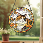 Custom Cat Portrait Stained Glass Suncatcher, Stained Glass pet Memorial, Custom cat Portrait from Photo, pet loss gifts , Stained glass cat