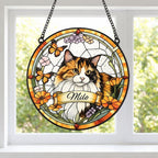 Custom Cat Portrait Stained Glass Suncatcher, Stained Glass pet Memorial, Custom cat Portrait from Photo, pet loss gifts , Stained glass cat - image 5