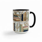 Personalized Floral Bookshelf Coffee Mug, Faux Stained Glass Style Ceramic Mug Book Lover gift - image 6