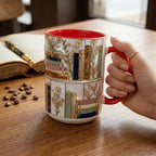 Personalized Floral Bookshelf Coffee Mug, Faux Stained Glass Style Ceramic Mug Book Lover gift - image 2
