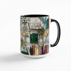 Personalized Floral Bookshelf Faux Stained Glass Style Mug, Ceramic Mug Book Lover gift - image 5