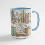 Custom Name Floral Bookshelf Faux Stained Glass Style Mug, Ceramic Mug Book Lover gift - image 4