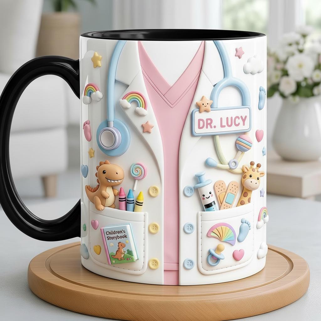 Personalized Pediatrician Faux 3D Mug, Cute Baby Doctor Coffee Cup, Pediatric Doctor Gift, Pediatrician Appreciation - image 2