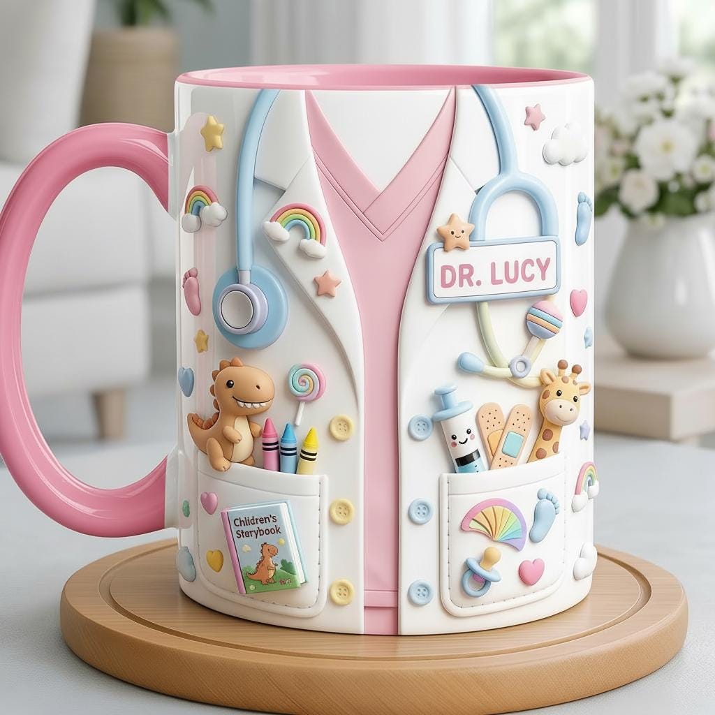Personalized Pediatrician Faux 3D Mug, Cute Baby Doctor Coffee Cup, Pediatric Doctor Gift, Pediatrician Appreciation - image 4