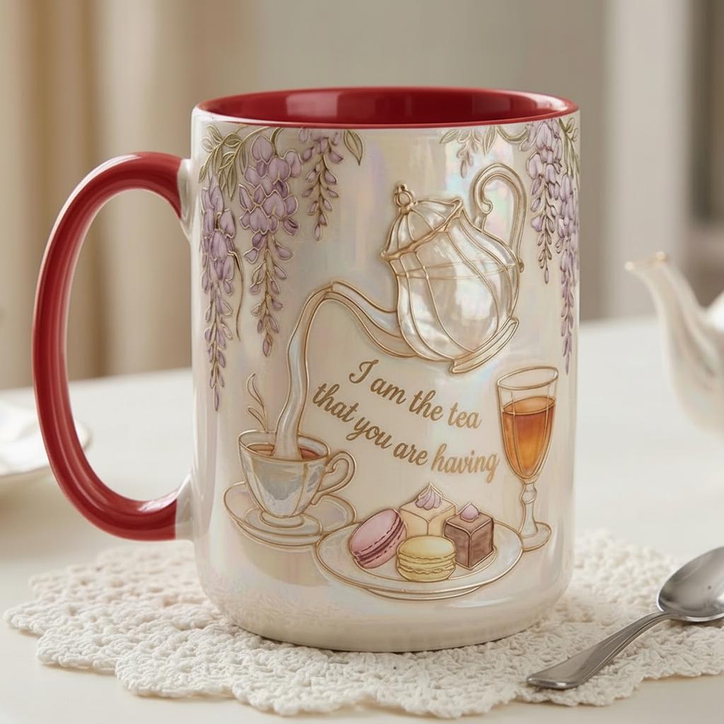 I Am The Tea That You Are Having Faux 3D Accent Mug, Bookish Tea Lover Gift, Romance Reader Accent Mug, BookTok Cup - image 3
