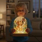 Custom Dog Memorial Acrylic Stained Glass Night Light, Personalized Bedroom LED Decor Sign,  Floral Pet Memorial Gift, Spring Home Decor - image 4