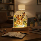 Custom Dog Memorial Acrylic Stained Glass Night Light, Personalized Bedroom LED Decor Sign,  Floral Pet Memorial Gift, Spring Home Decor - image 6
