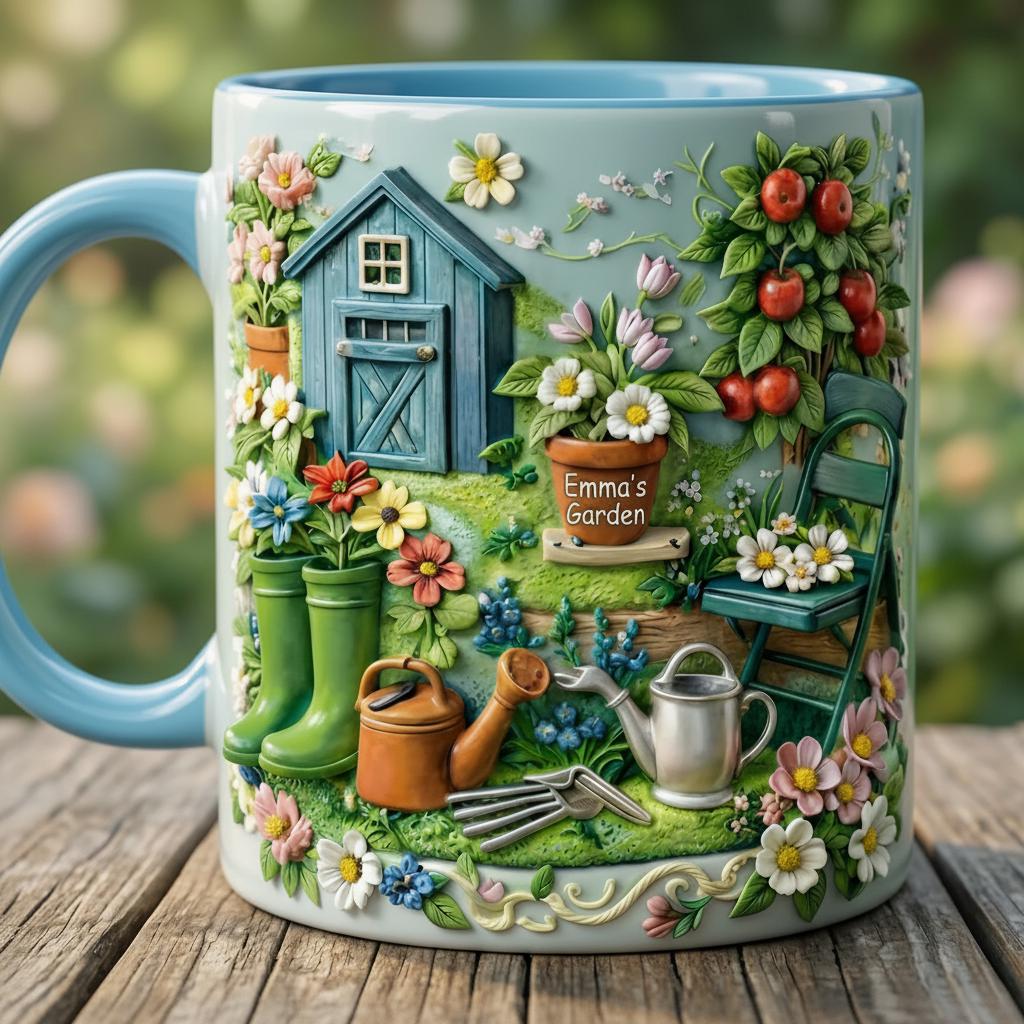 Personalized Gardening Accent Mug, Gift for Mom Grandma, Faux 3D Effect Mug, Mother's Day Gift - image 3