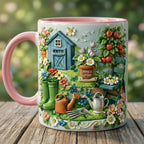 Personalized Gardening Accent Mug, Gift for Mom Grandma, Faux 3D Effect Mug, Mother's Day Gift