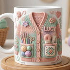 Personalized Crochet Lover Mug, Faux 3D Effect Accent Mug, Gift For Crochet Lovers - image 2