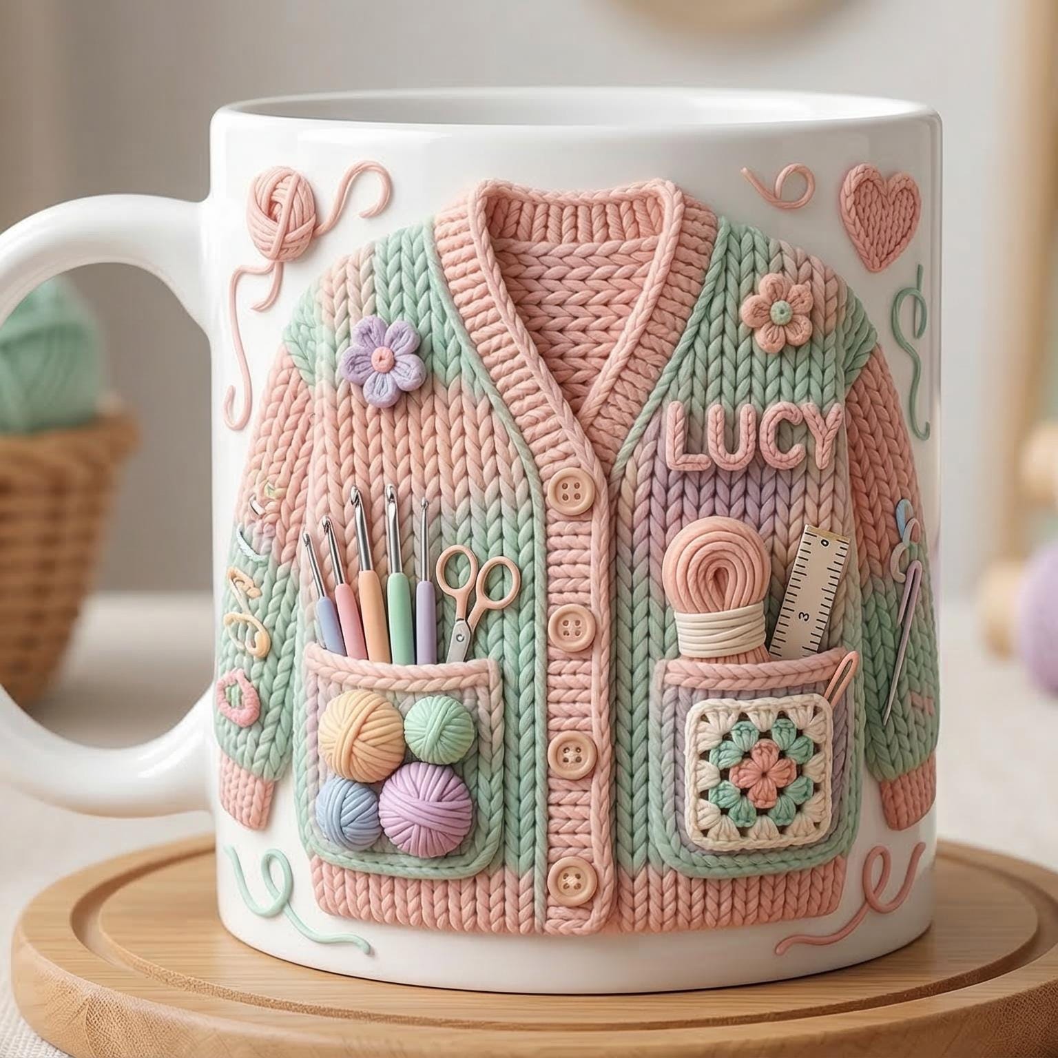 Personalized Crochet Lover Mug, Faux 3D Effect Accent Mug, Gift For Crochet Lovers - image 2