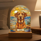 Personalized Dog Memorial Acrylic Stained Glass Night Light, Custom Pet Photo Gift, Bedroom LED Decor Sign, Dog Remembrance Gift
