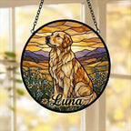Custom Golden Retriever Stained Glass Suncatcher,  Pet Lover Gift, Housewarming Gift, Window Hangings