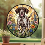 Custom German Shorthaired Pointer Wildflowers Glass Suncatcher: Dog Mom Window Decor - image 4