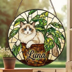 Custom Ragdoll  Cat Stained Glass Window Hanging for Plant Lovers, Cozy Sunlit Home and Garden Decor, gift for cat lover - image 5