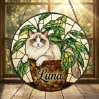 Custom Ragdoll  Cat Stained Glass Window Hanging for Plant Lovers, Cozy Sunlit Home and Garden Decor, gift for cat lover - image 3