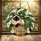 Custom Himalayan cat Stained Glass Window Hanging for Plant Lovers, Cozy Sunlit Home and Garden Decor, gift for cat lover - image 2