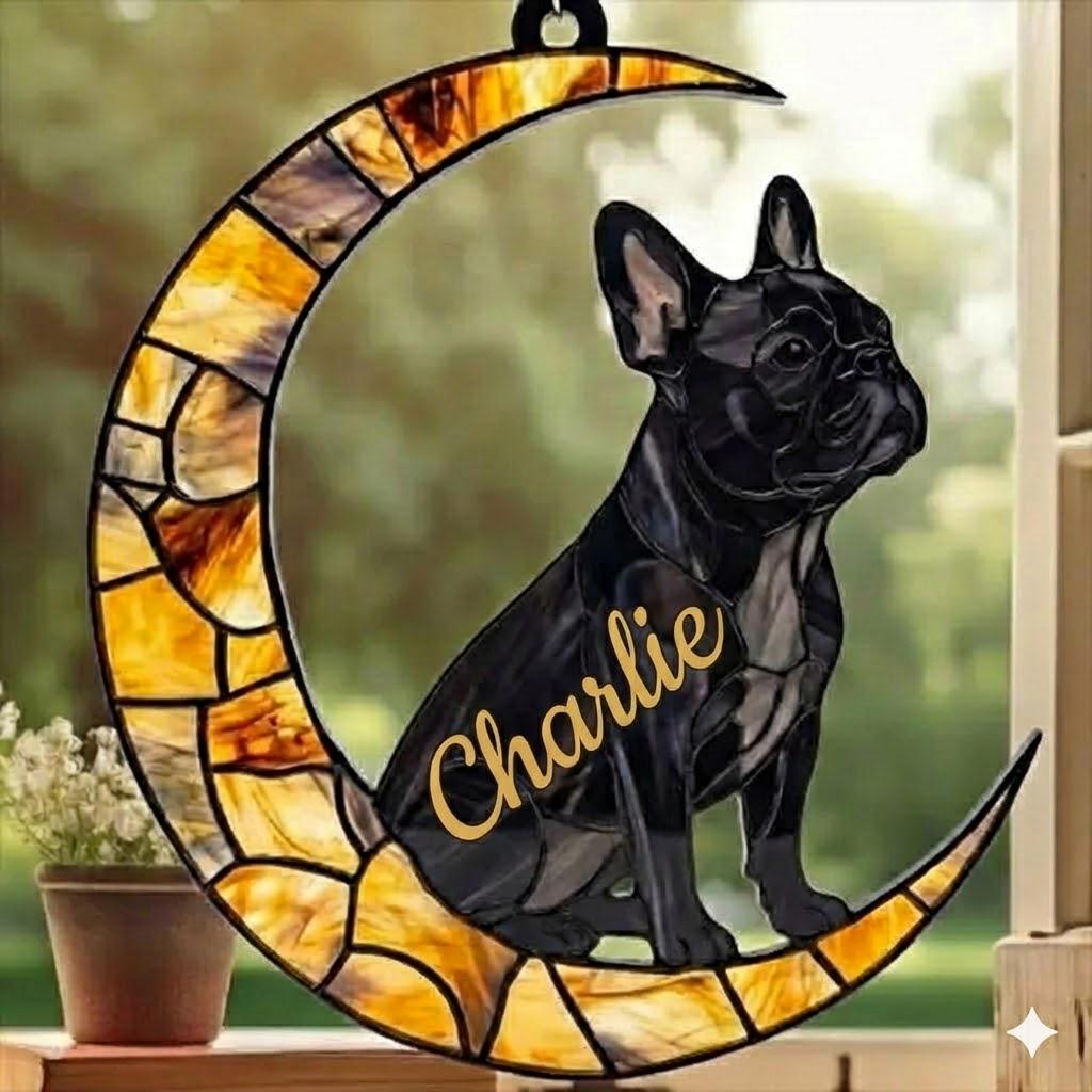 Custom Black French Bulldog ACRYLIC Suncatcher, Dog Suncatcher, French Bulldog , Black Dog, Window Hanging, Gift For Animal Lover, Dog Gift