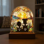 Custom Dog Memorial Acrylic Stained Glass Night Light, Custom Couple Pet Photo , Bedroom LED Decor Sign, Pet Memorial Gift, Loss of Dog Gift