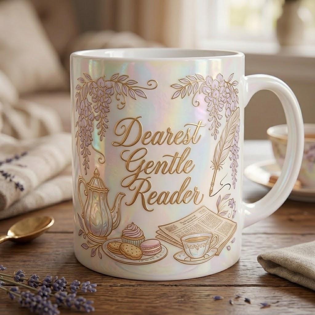 Dearest Gentle Reader Mug Faux 3D Effect, Bookish Tea Romance Reader Gift - image 2