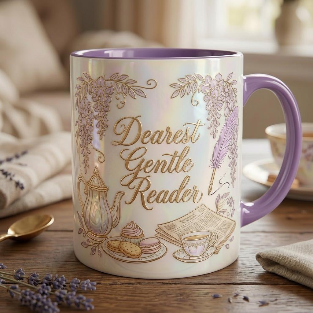 Dearest Gentle Reader Mug Faux 3D Effect, Bookish Tea Romance Reader Gift - image 3