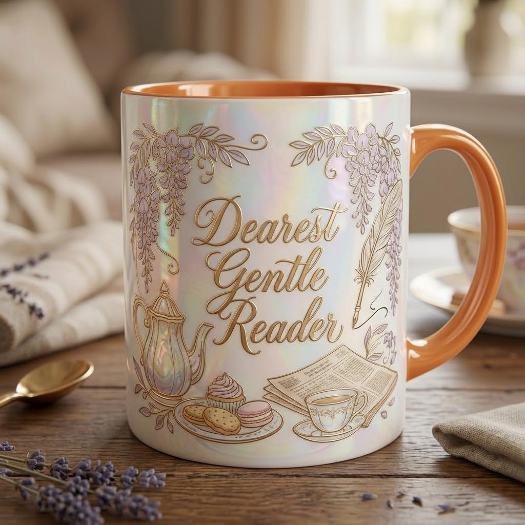 Dearest Gentle Reader Mug Faux 3D Effect, Bookish Tea Romance Reader Gift - image 5