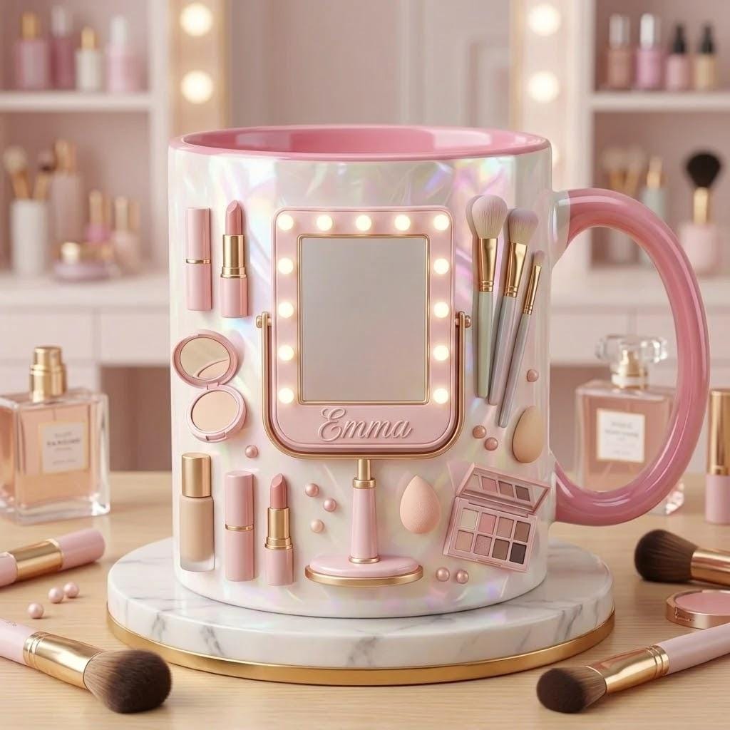 Personalized Makeup Artist Faux 3D Effect Mug, Beauty Lover Gift