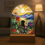Custom Dog Memorial Acrylic Stained Glass Night Light With Name and breed , Custom Pet Photo Gift, Bedroom LED Decor Sign, Puppy Loss Gift