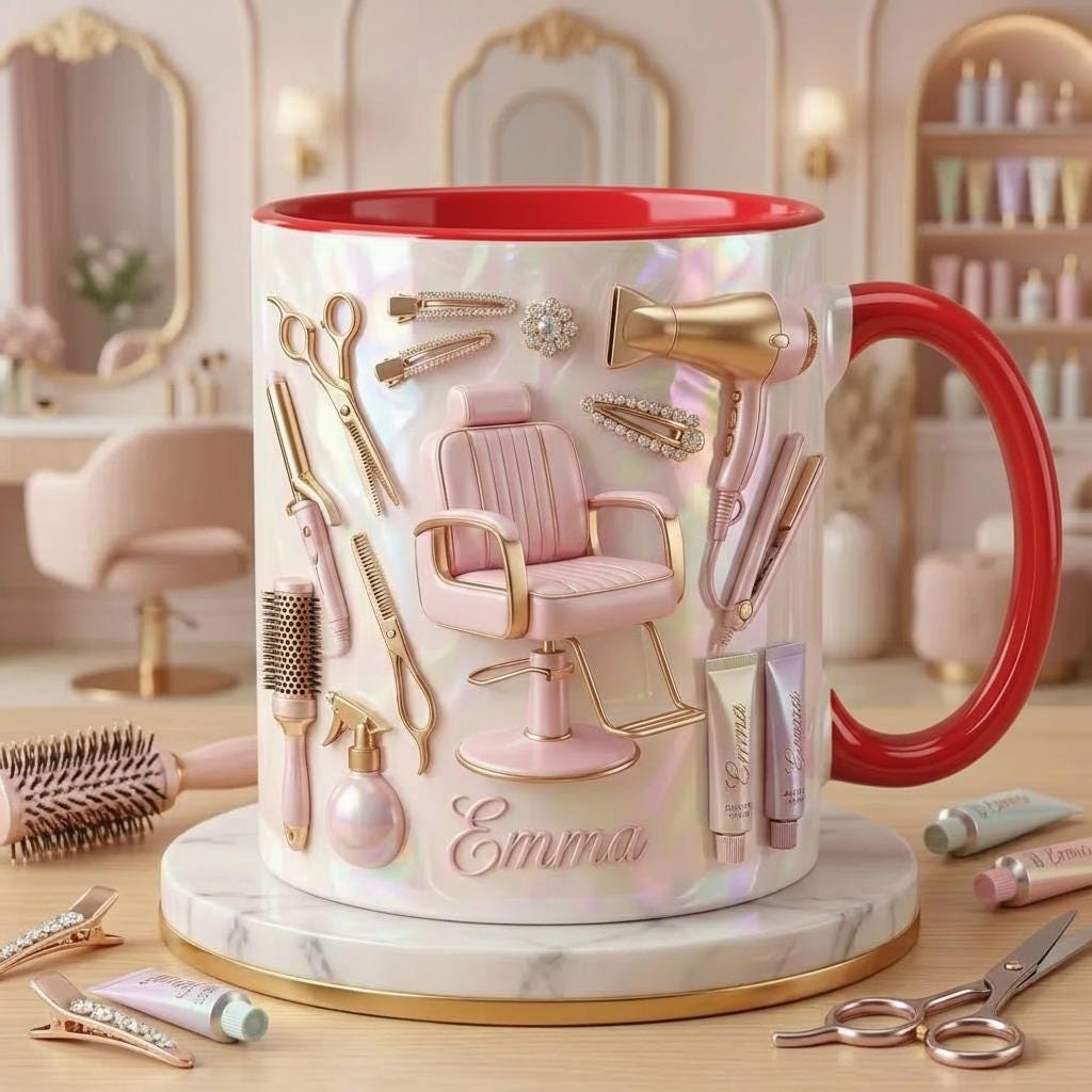 Personalized Hairstylist Faux 3D Effect Mug, Salon Decor, Hairdresser Gift - image 2