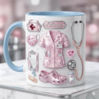 Personalized Nurse Life Faux 3D Effect Mug, Crystal Style Medical Icons, Gift For Nurses - image 3