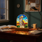Personalized Cat Memorial  Acrylic Stained Glass Night Light, Cat With Name, Custom Pet Image Gift, Loss of Pet Sympathy Gift - image 2