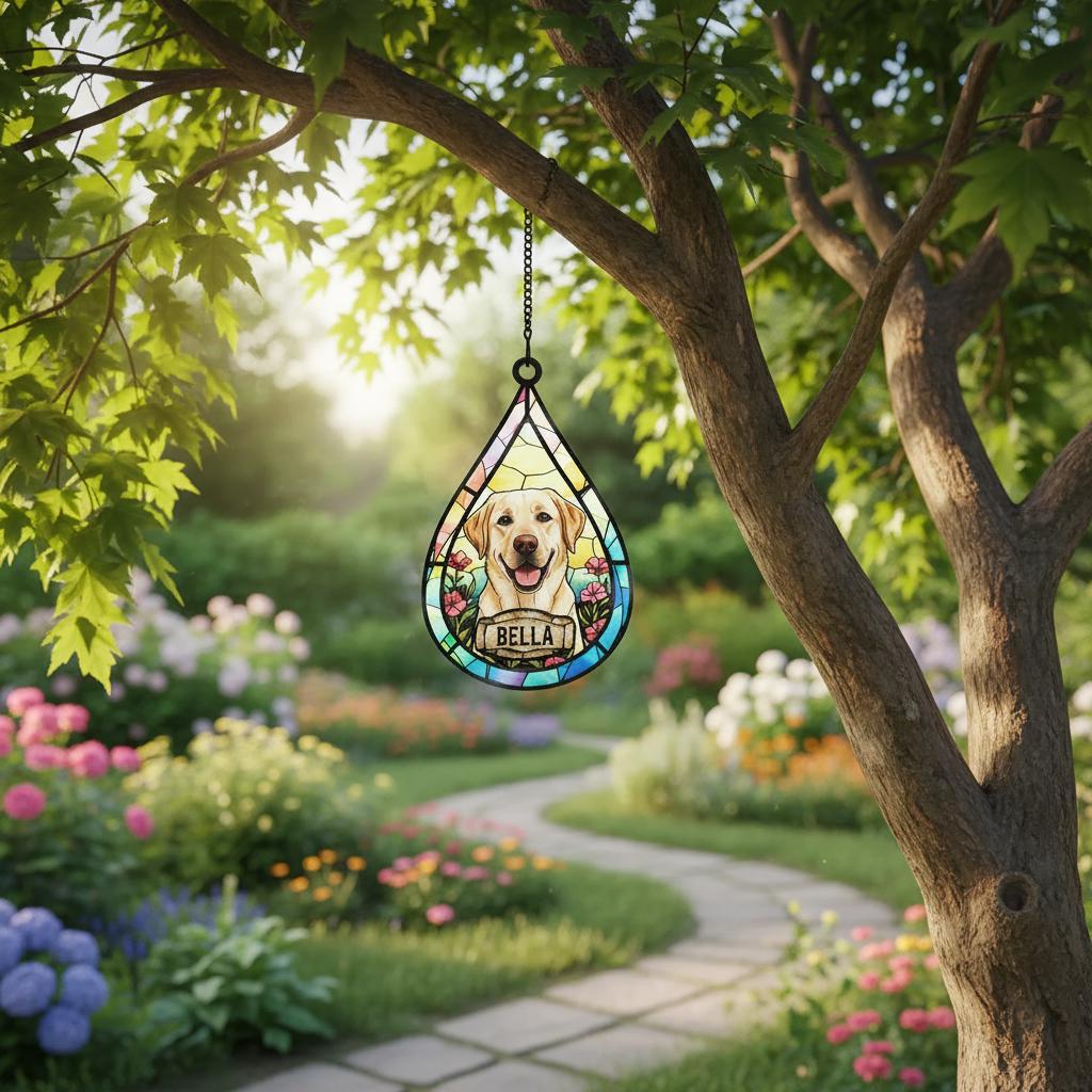 Personalized Dog Memorial Suncatcher, Custom Dog Photo Gift, Teardrop Dog Memorial Suncatcher, Dog Loss Keepsake, pet sympathy gift - image 6