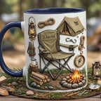 Personalized Camping Faux 3D Effect Accent Mug, Custom Mountain Camping Mug, 2D Flat Mug - image 4