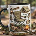 Personalized Camping Faux 3D Effect Accent Mug, Custom Mountain Camping Mug, 2D Flat Mug - image 3
