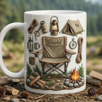 Personalized Camping Accent Mug, Faux 3D Effect Cup, Custom Mountain Camping Mug, 2D Flat Mug - image 2