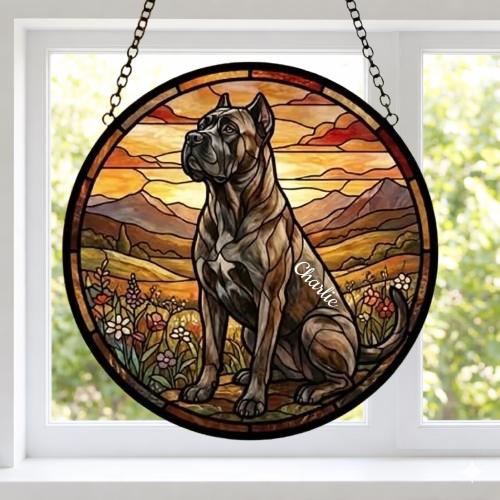 Custom Cane Corso dog Stained Glass Suncatcher,  Pet Lover Gift, Housewarming Gift, Window Hangings - image 2