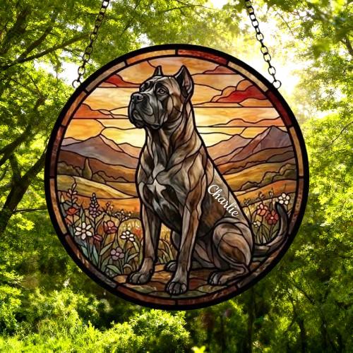 Custom Cane Corso dog Stained Glass Suncatcher,  Pet Lover Gift, Housewarming Gift, Window Hangings - image 5
