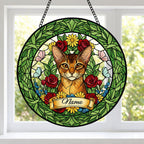 Custom Abyssinian Cat Portrait Stained Glass Suncatcher, Custom  Pet Memorial Stained Glass Suncatcher, Cat Memorial Gift,  Pet Loss Gift - image 2