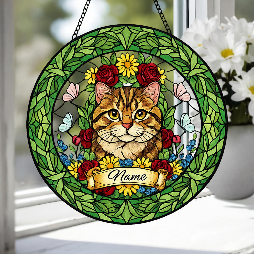 Custom Scottish Fold Portrait Stained Glass Suncatcher, Custom  Pet Memorial Stained Glass Suncatcher, Cat Memorial Gift, Pet Loss Gift - image 4