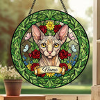 Custom Sphynx Cat Portrait Stained Glass Suncatcher, Custom  Pet Memorial Stained Glass Suncatcher, Cat Memorial Gift, Pet Loss Gift - image 5