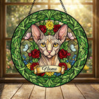 Custom Sphynx Cat Portrait Stained Glass Suncatcher, Custom  Pet Memorial Stained Glass Suncatcher, Cat Memorial Gift, Pet Loss Gift - image 3