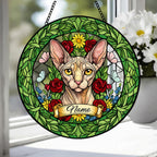 Custom Sphynx Cat Portrait Stained Glass Suncatcher, Custom  Pet Memorial Stained Glass Suncatcher, Cat Memorial Gift, Pet Loss Gift - image 4