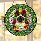 Custom Siamese Cat Portrait Stained Glass Suncatcher, Custom  Pet Memorial Stained Glass Suncatcher, Cat Memorial Gift, Pet Loss Gift - image 3